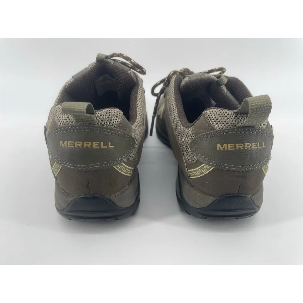 Merrell  Hiking Shoes Womens 9.5 Brindle Brown Waterproof Vibram Low Top J52410